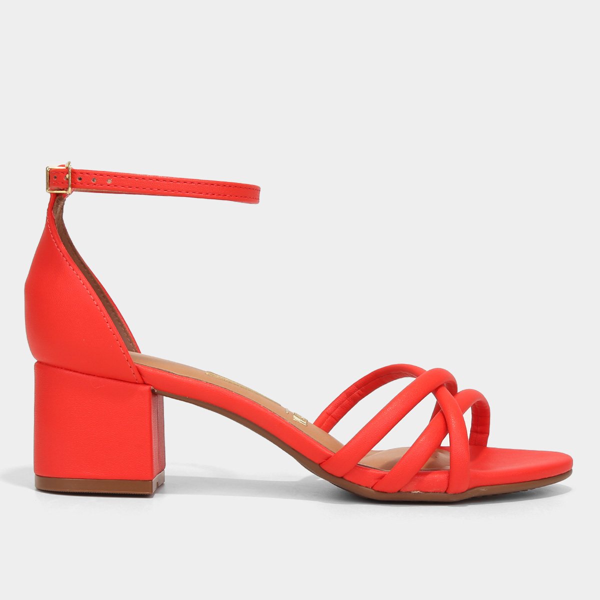Sandália Vizzano Salto Bloco Tiras Finas Feminina - Laranja Escuro Menor preço em Sandália Vizzano Salto Bloco Tiras Finas Feminina - Laranja Escuro