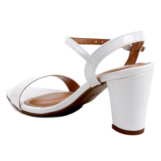 Sandália Vizzano Salto Bloco Verniz Feminina - Branco
