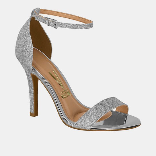 Sandália Vizzano Salto Fino Alto Brilho Metalizado Feminina Zattini