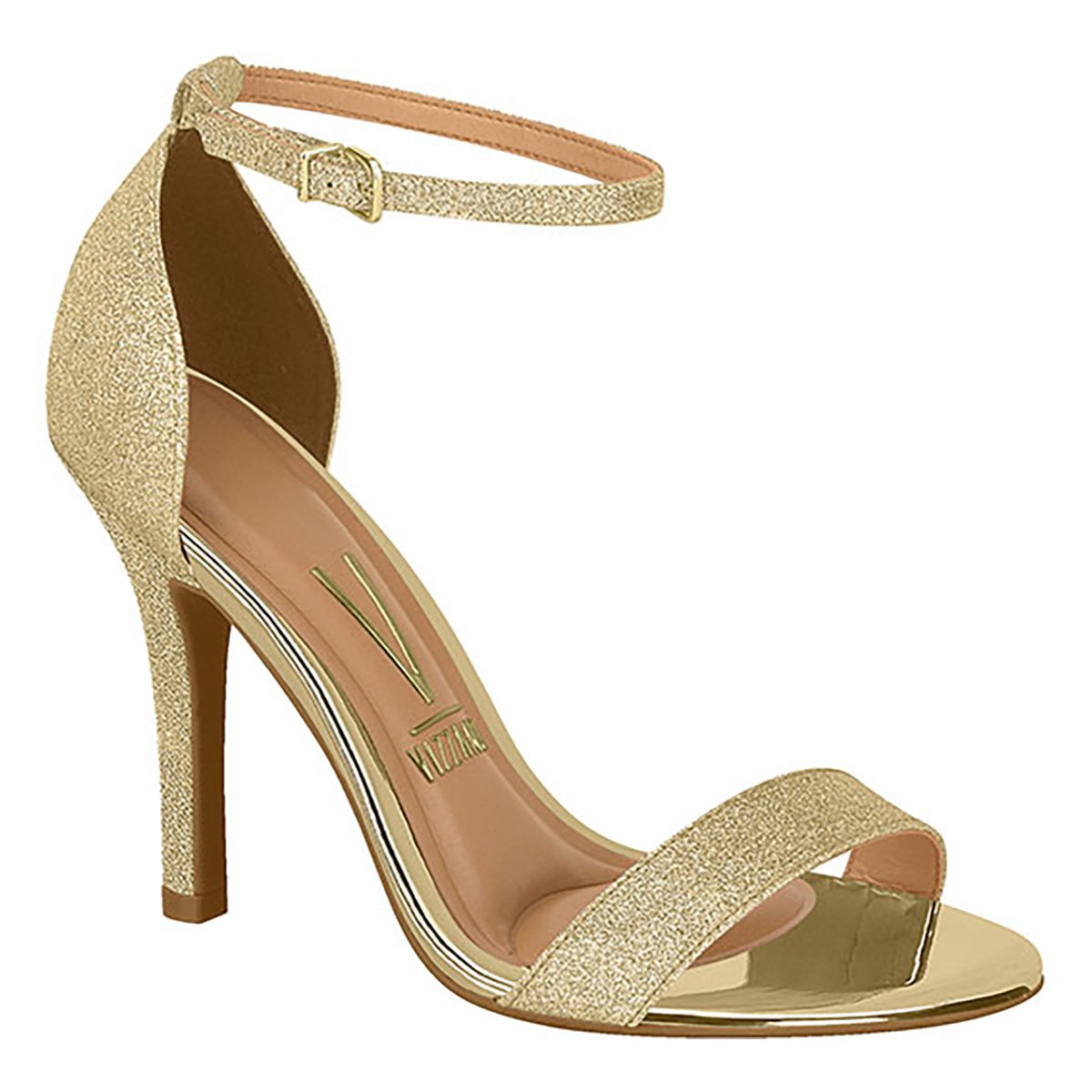 Sandália Feminina Vizzano Salto Alto Dourado Vizzano Sandália
