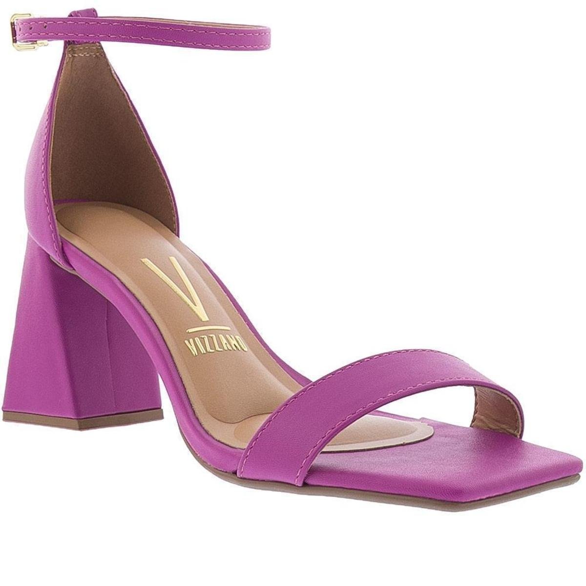 Sandália Vizzano Salto Geométrico Pespontos Roxo 43 Zattini