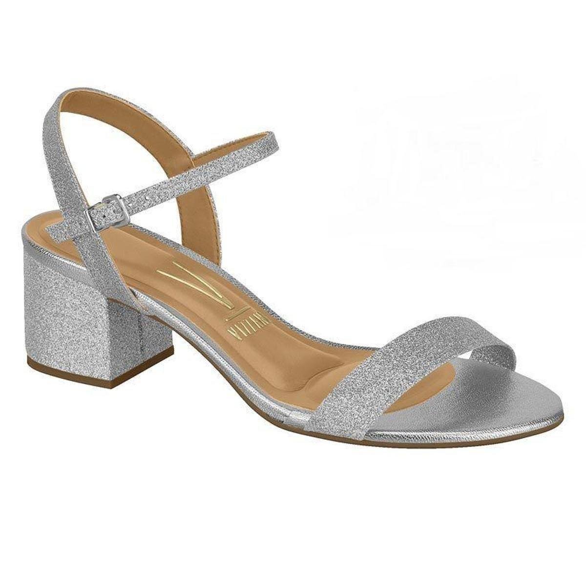 Sandalia Prata Sandalia Vizzano Salto Fino Baixo Sandália Vizzano