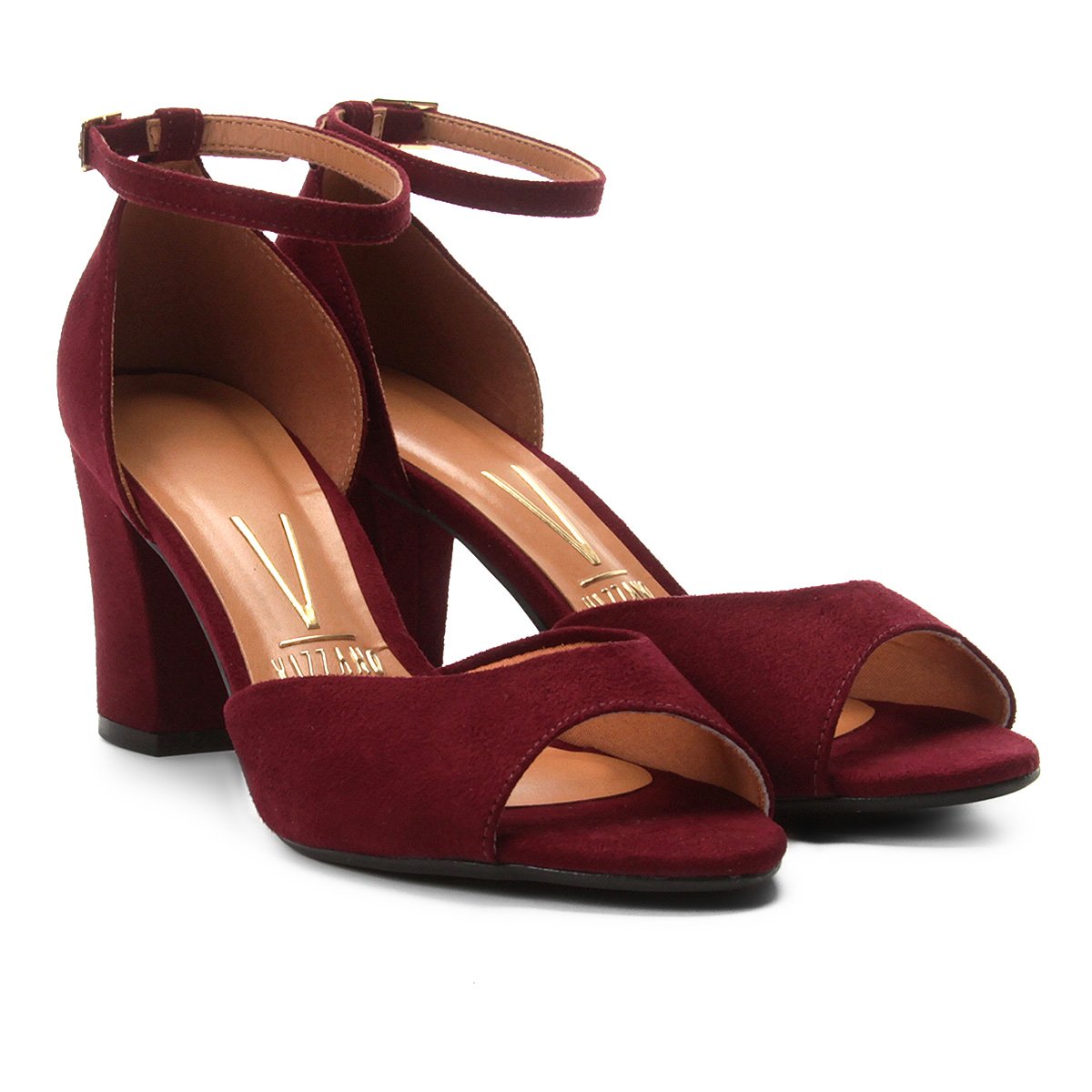 Salto Bloco Sapato Vizzano Vinho Salto Grosso Sandália Vizzano