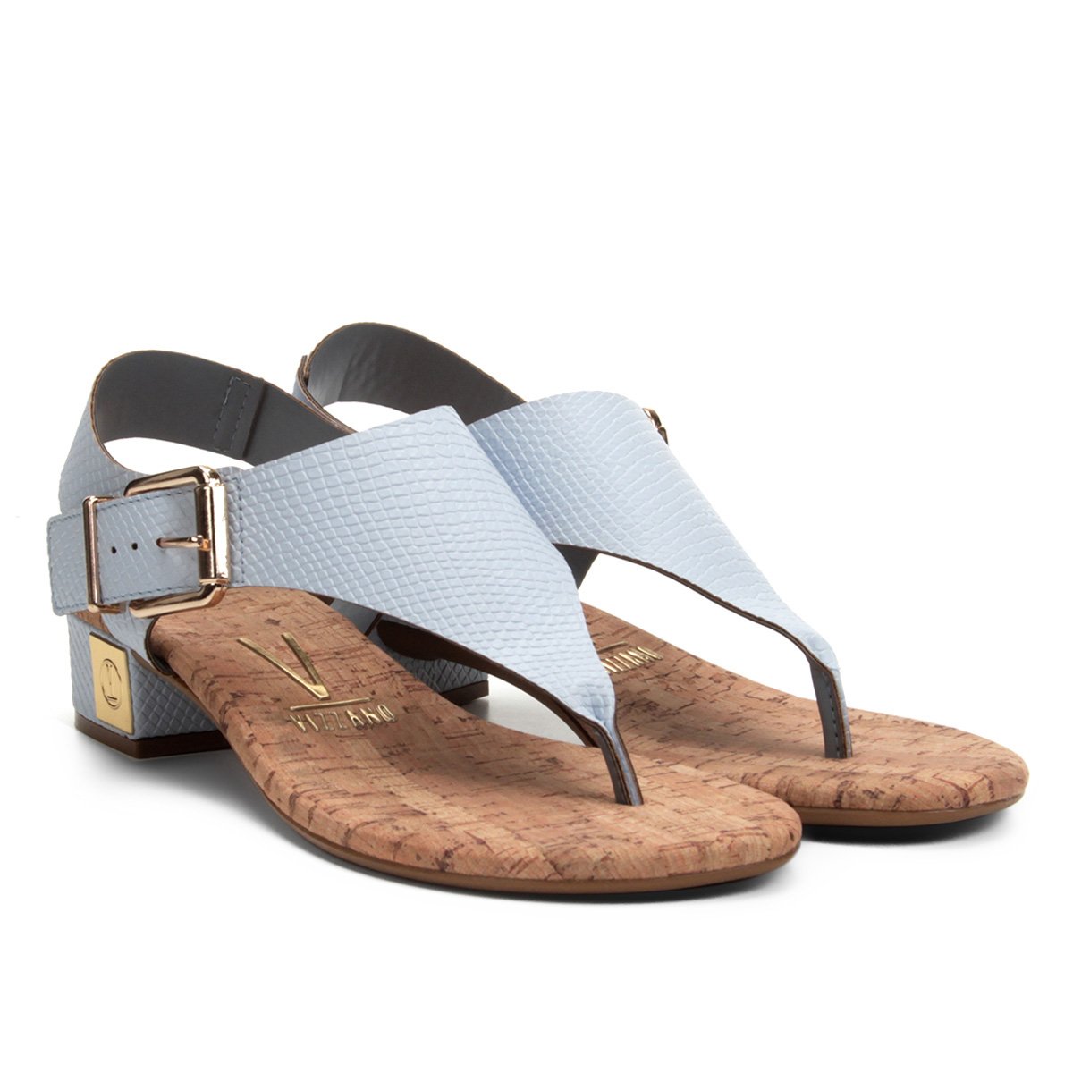 sandália vizzano salto grosso dedo cobra cortiça feminina