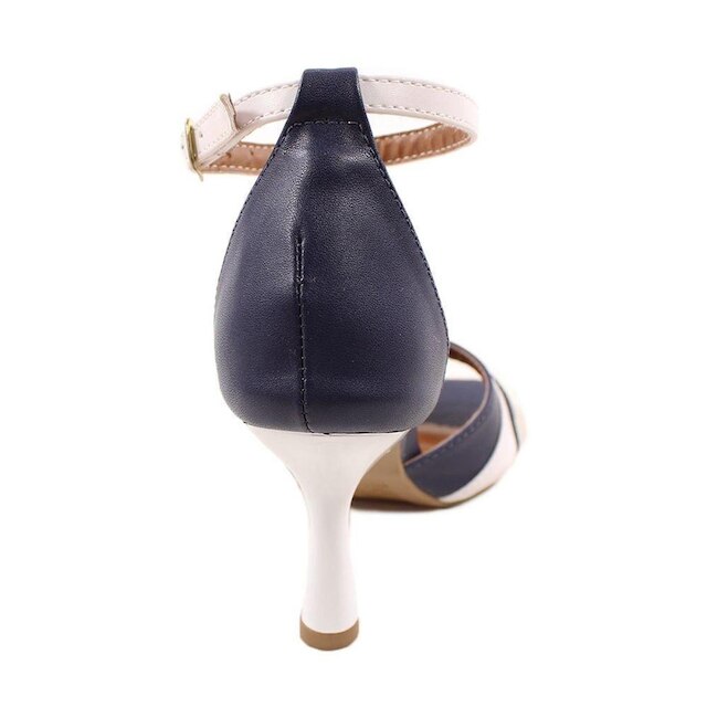 Sandália Zhaceci Salto Alto Taça Branco Azul