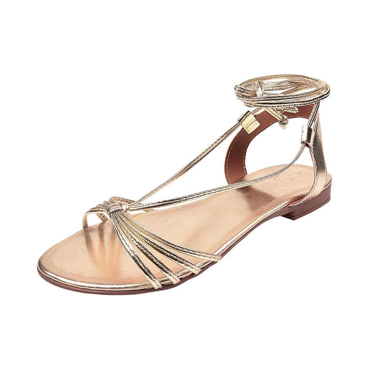 Sandalias Femininas Sapatilha Rasteira Sapatteria 040502 - Dourado Menor preço em Sandalias Femininas Sapatilha Rasteira Sapatteria 040502 - Dourado