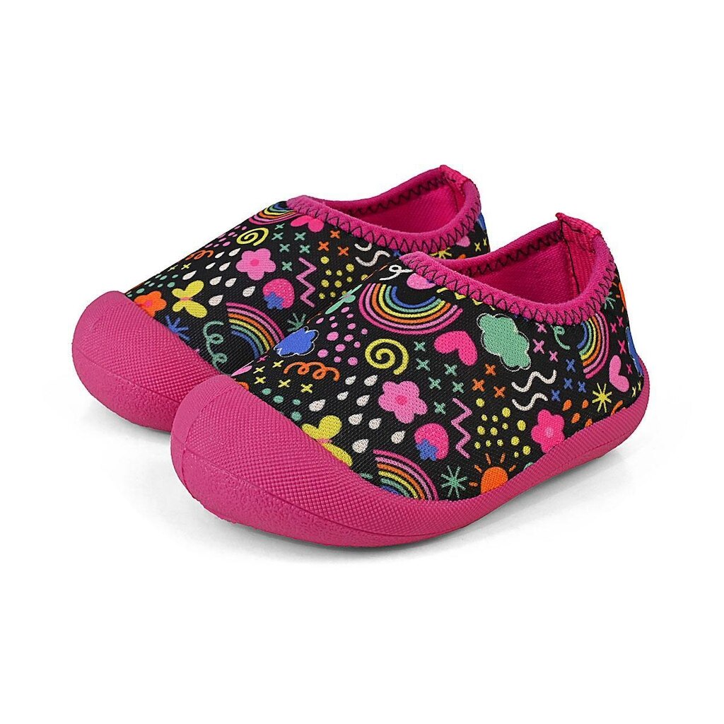 Sapameia Esportiva Conforto Menina Bebê Infantil Antiderrapante Preto/Colorido Mzkid