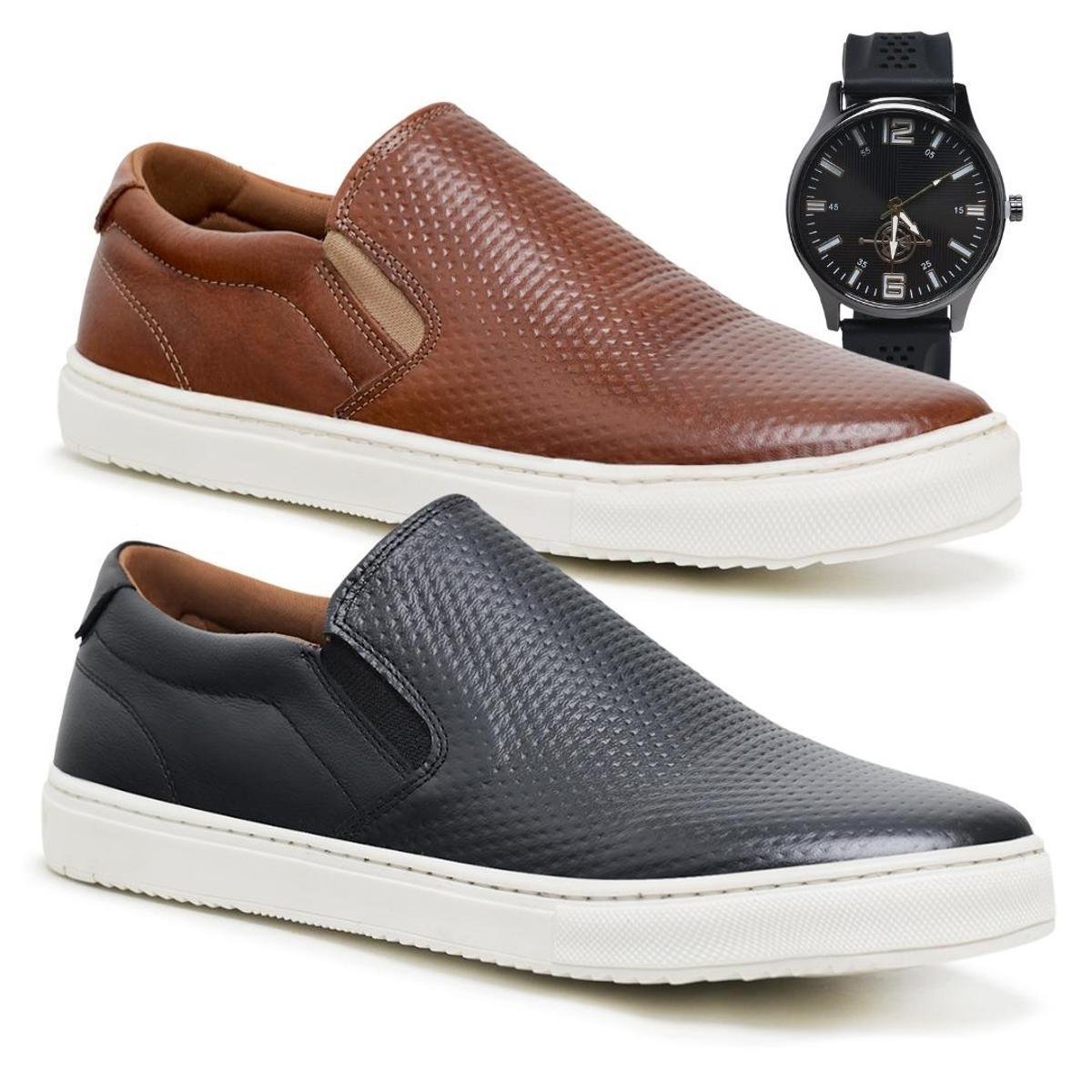 Sapatenis Alpargatas Iate Masculino Couro legitimo Costurado + Relógio Menor preço em Sapatenis Alpargatas Iate Masculino Couro legitimo Costurado + Relógio