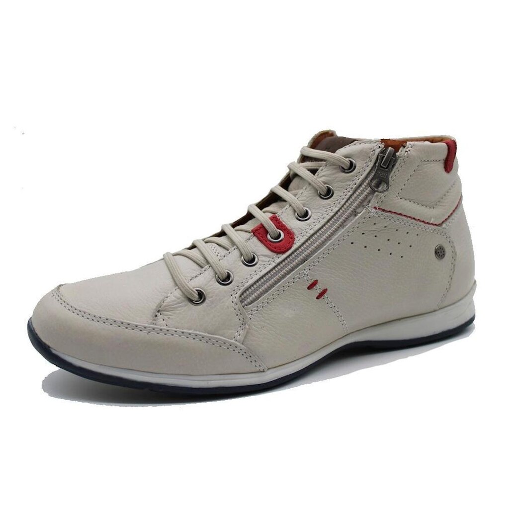 Sapatenis Cano Alto Masculino Couro Calce Facil Elastico Detalhe Ziper Lateral Macio Solado TR