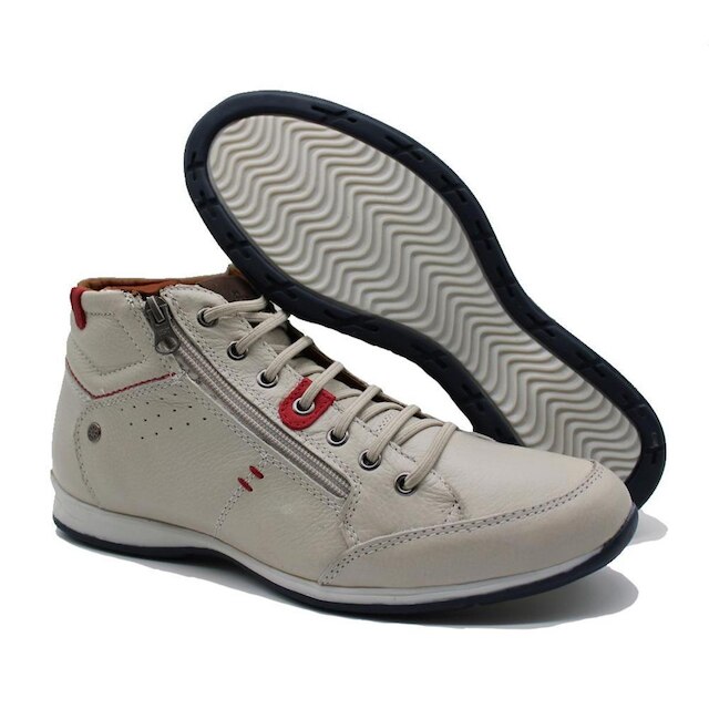 Sapatenis Cano Alto Masculino Couro Calce Facil Elastico Detalhe Ziper Lateral Macio Solado TR