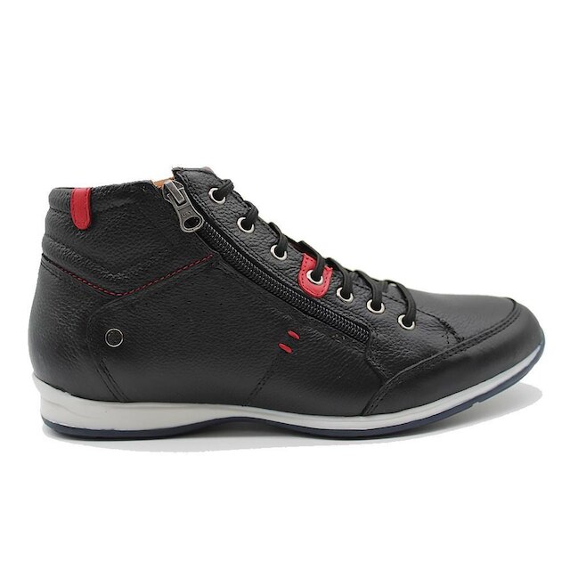 Sapatenis Cano Alto Masculino Couro Calce Facil Elastico Detalhe Ziper Lateral Macio Solado TR