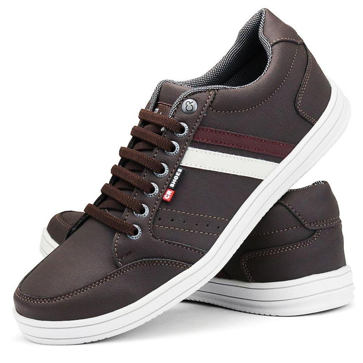 Sapatênis Casual Auto-Ajuste SapatoFran Stripes Masculino - Café | Zattini