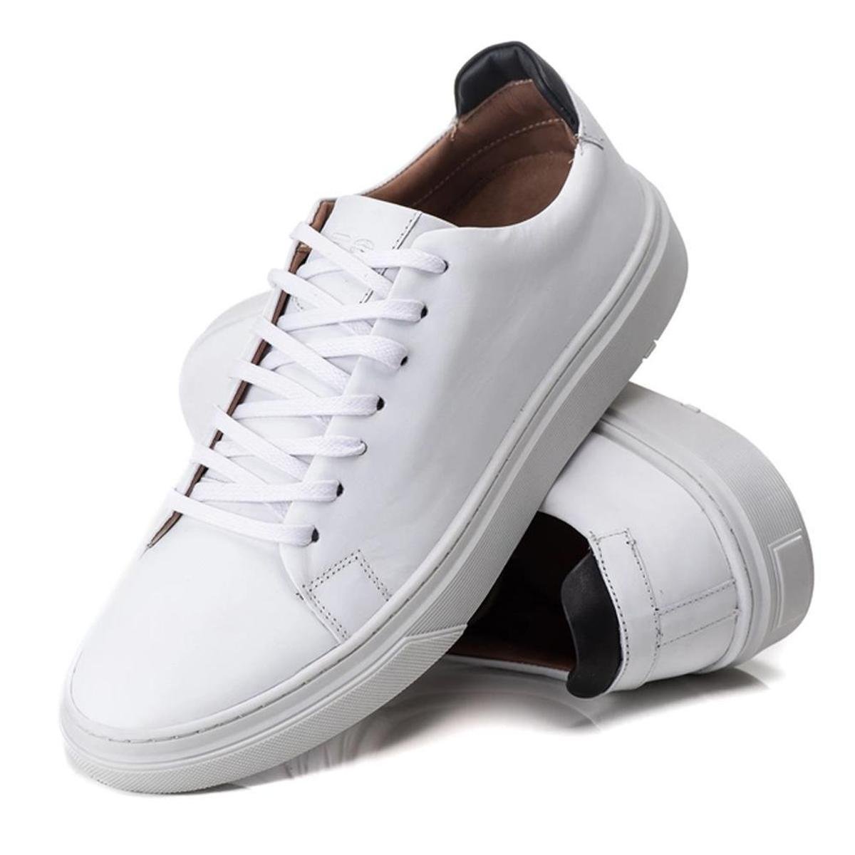 Sapatenis Casual Masculino Couro Basico Palmilha Gel Dia a Dia - Branco Menor preço em Sapatenis Casual Masculino Couro Basico Palmilha Gel Dia a Dia - Branco