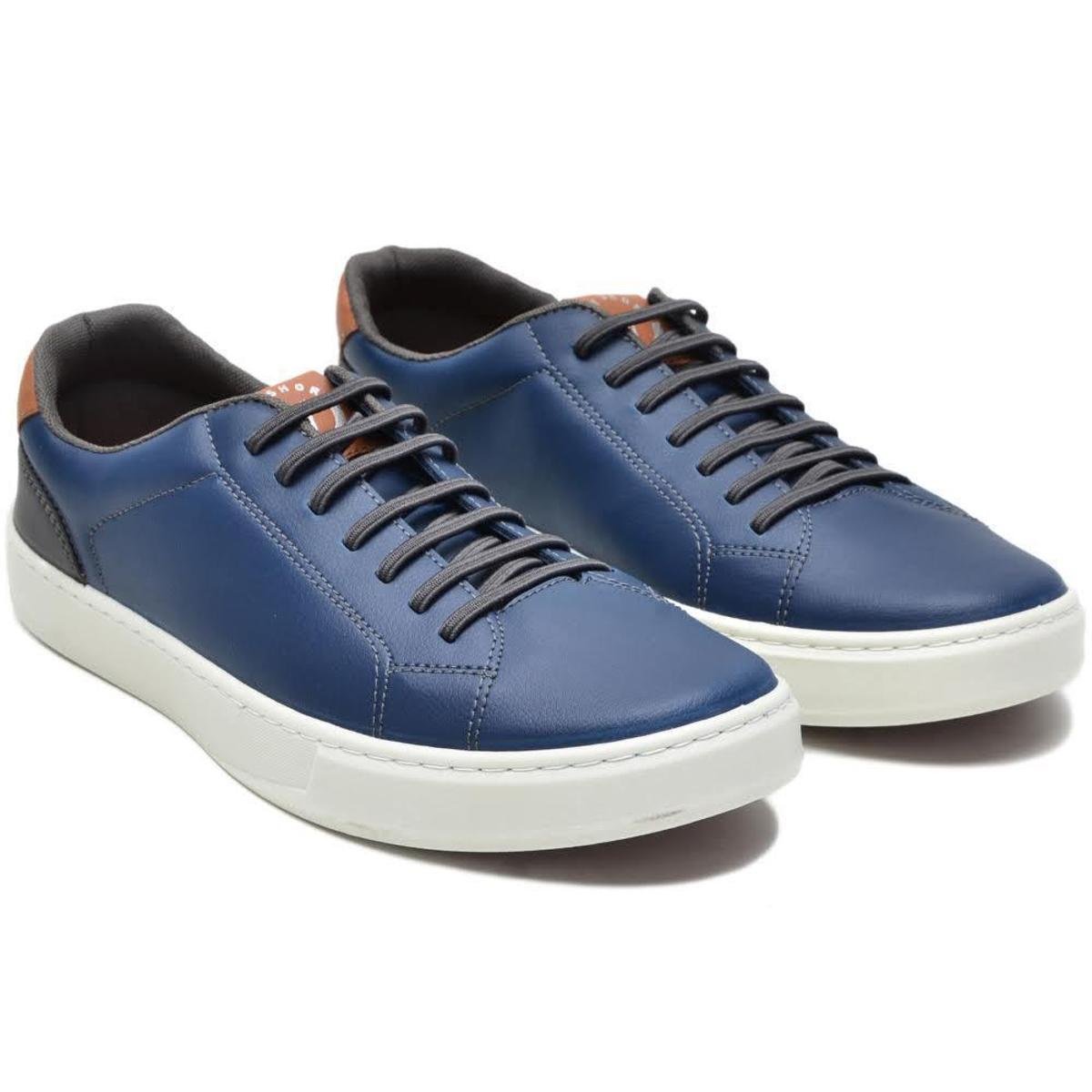 Sapatênis Casual Masculino Couro Conforto Dia a Dia - Azul Menor preço em Sapatênis Casual Masculino Couro Conforto Dia a Dia - Azul