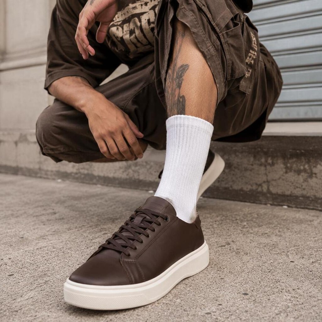 Sapatênis Casual Masculino Tênis Sneaker Sola Reta Streetwear Estilo Urbano Couro Sintético