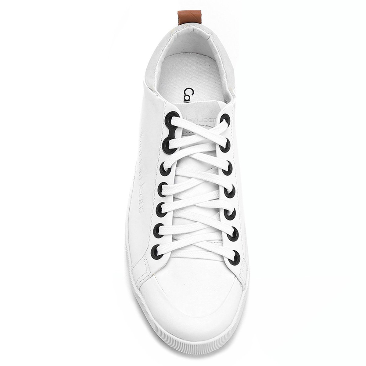sapatênis couro calvin klein recortes branco