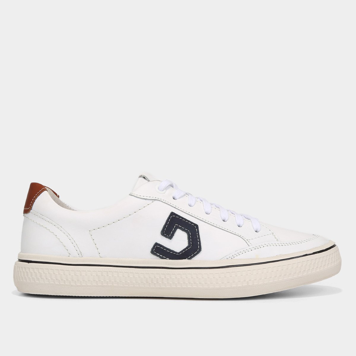 Sapatênis Couro Democrata Denim Fender Masculino - Branco Menor preço em Sapatênis Couro Democrata Denim Fender Masculino - Branco
