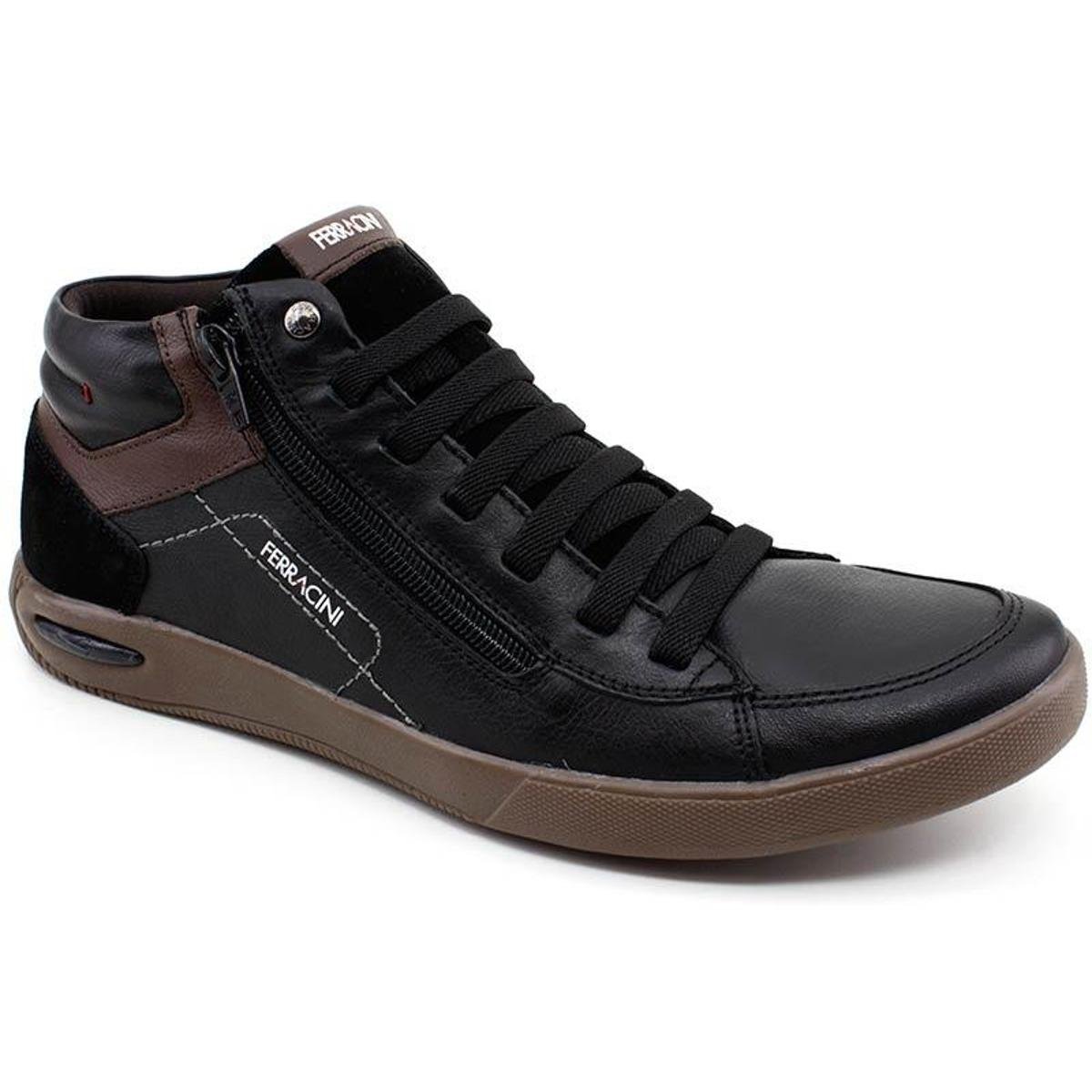 Sapatênis Casual Masculino Ferracini Lexus Urbano Confort Fechamento Em  Elásticos Couro 7037 267 - Preto/Bordô
