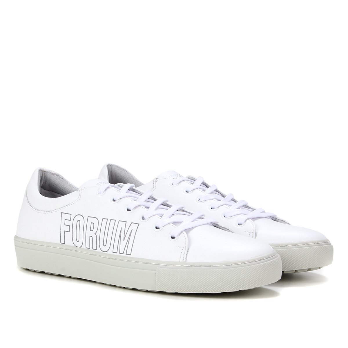 Sapatênis Couro Forum Logo Lateral Masculino - Branco Menor preço em Sapatênis Couro Forum Logo Lateral Masculino - Branco