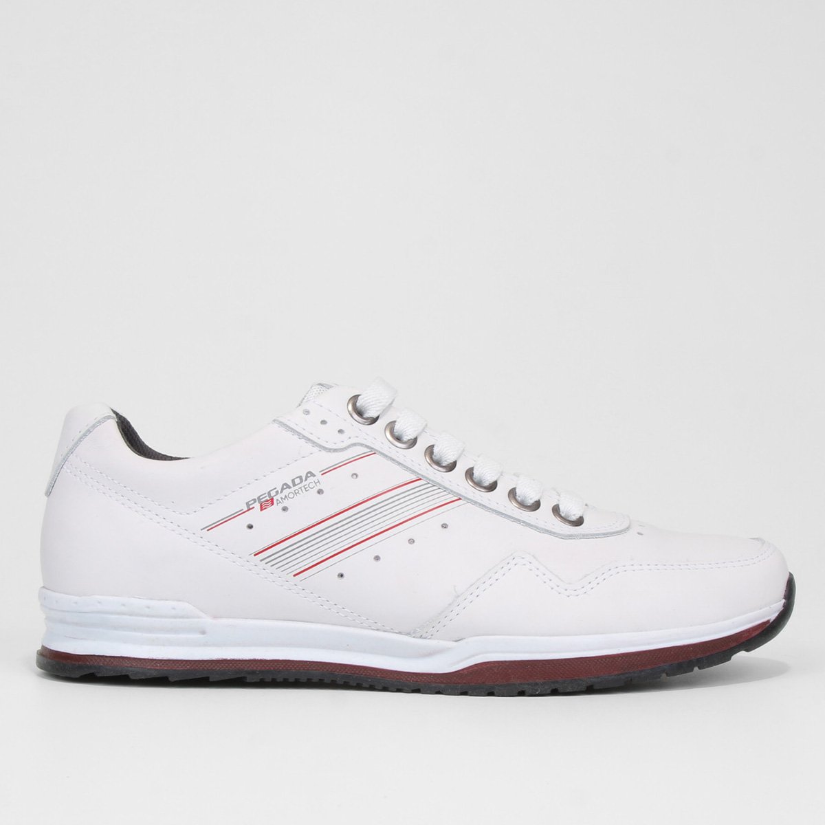 Sapatênis Couro Pegada Amortech Masculino - Branco Menor preço em Sapatênis Couro Pegada Amortech Masculino - Branco
