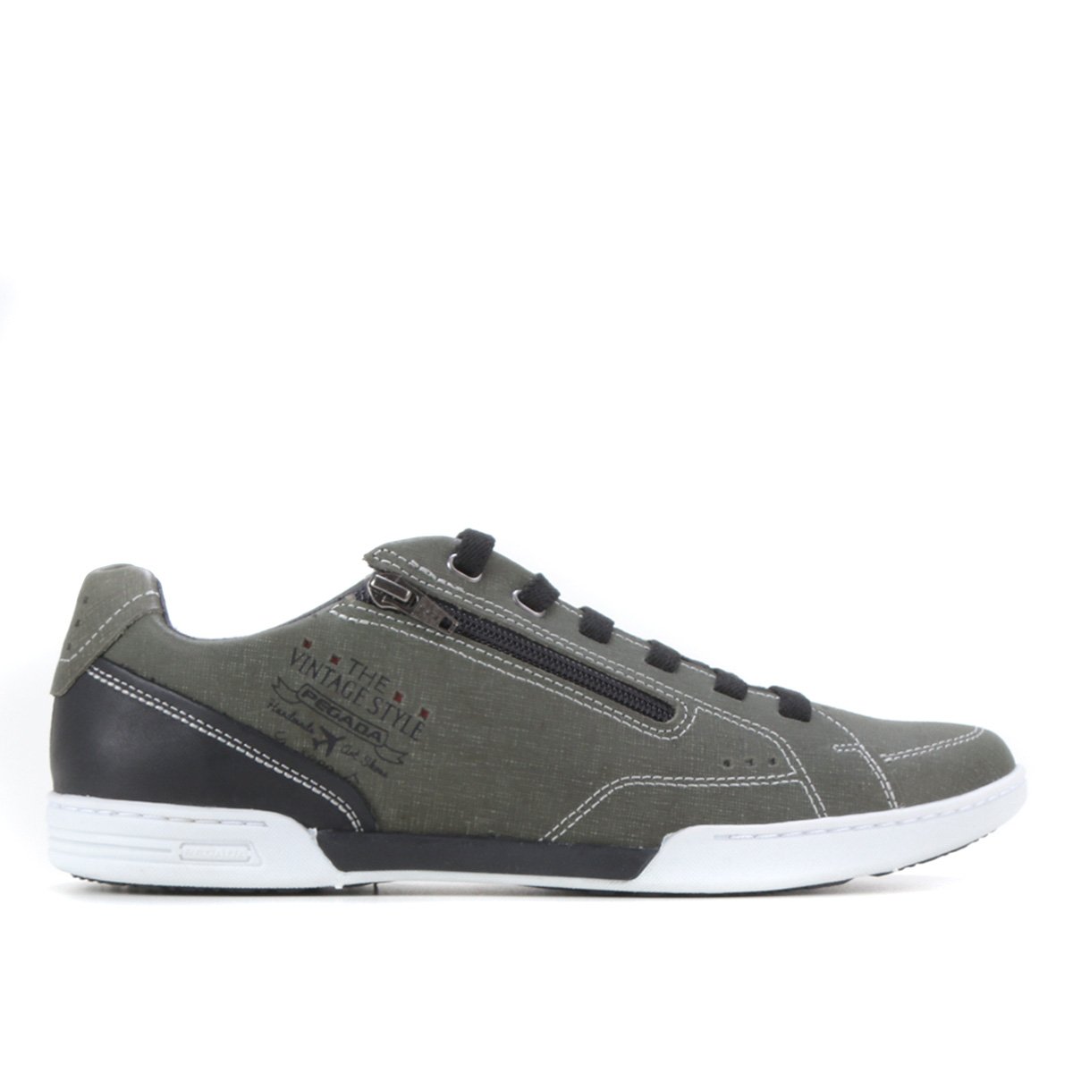 Sapatênis Couro Pegada Zíper Masculino - Verde escuro Menor preço em Sapatênis Couro Pegada Zíper Masculino - Verde escuro