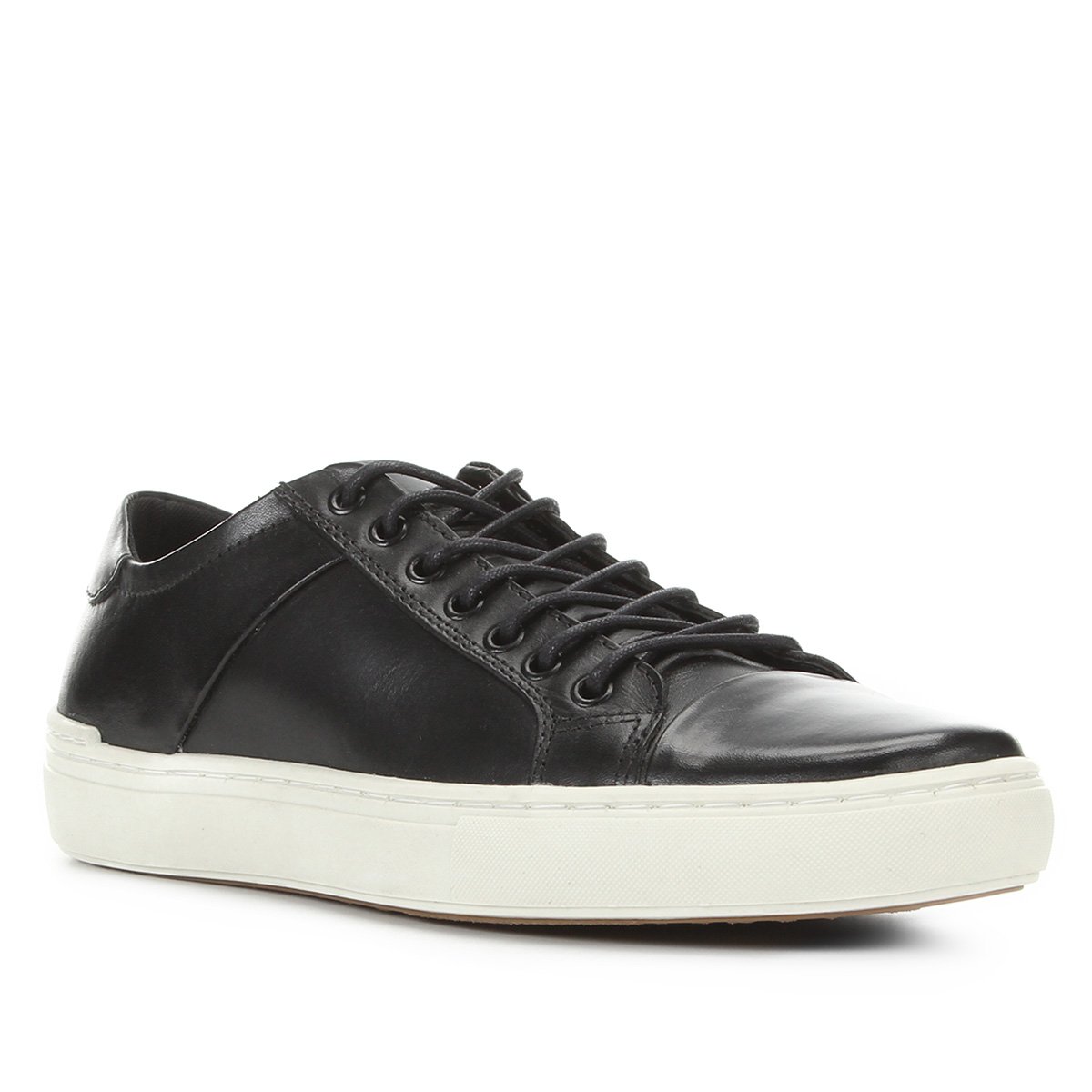 Sapatênis Couro Shoestock Liso Masculino - Preto Menor preço em Sapatênis Couro Shoestock Liso Masculino - Preto