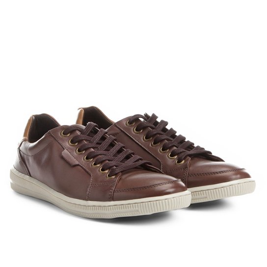 Sapatênis Couro Shoestock Masculino - Café