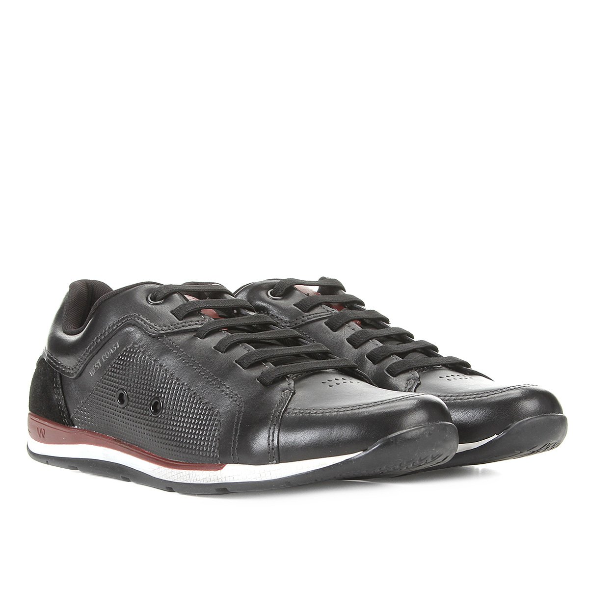 Sapatênis Couro West Coast Bali Masculino - Preto Menor preço em Sapatênis Couro West Coast Bali Masculino - Preto