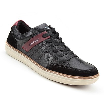 sapatênis couro west coast alternative cadarço de elástico masculino