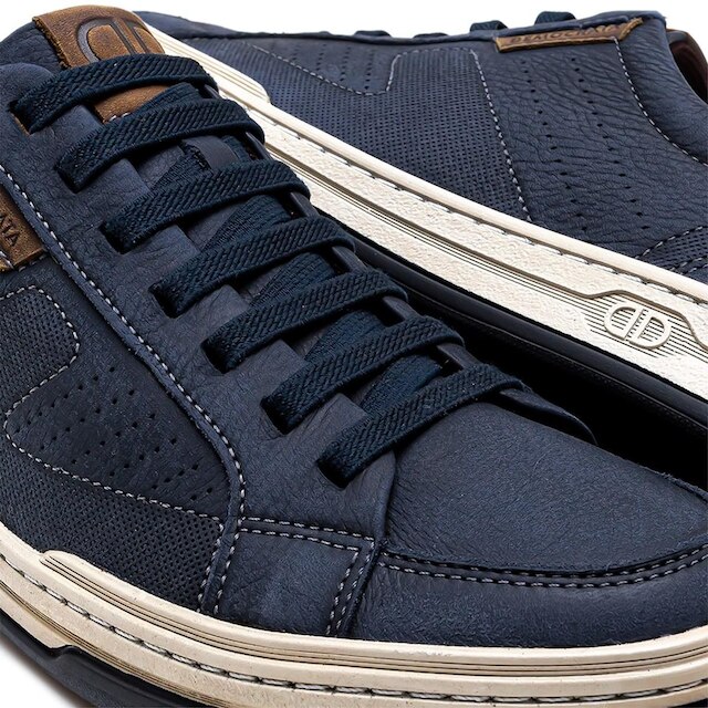Sapatênis De Couro Democrata Denim Jay Elástico 151401
