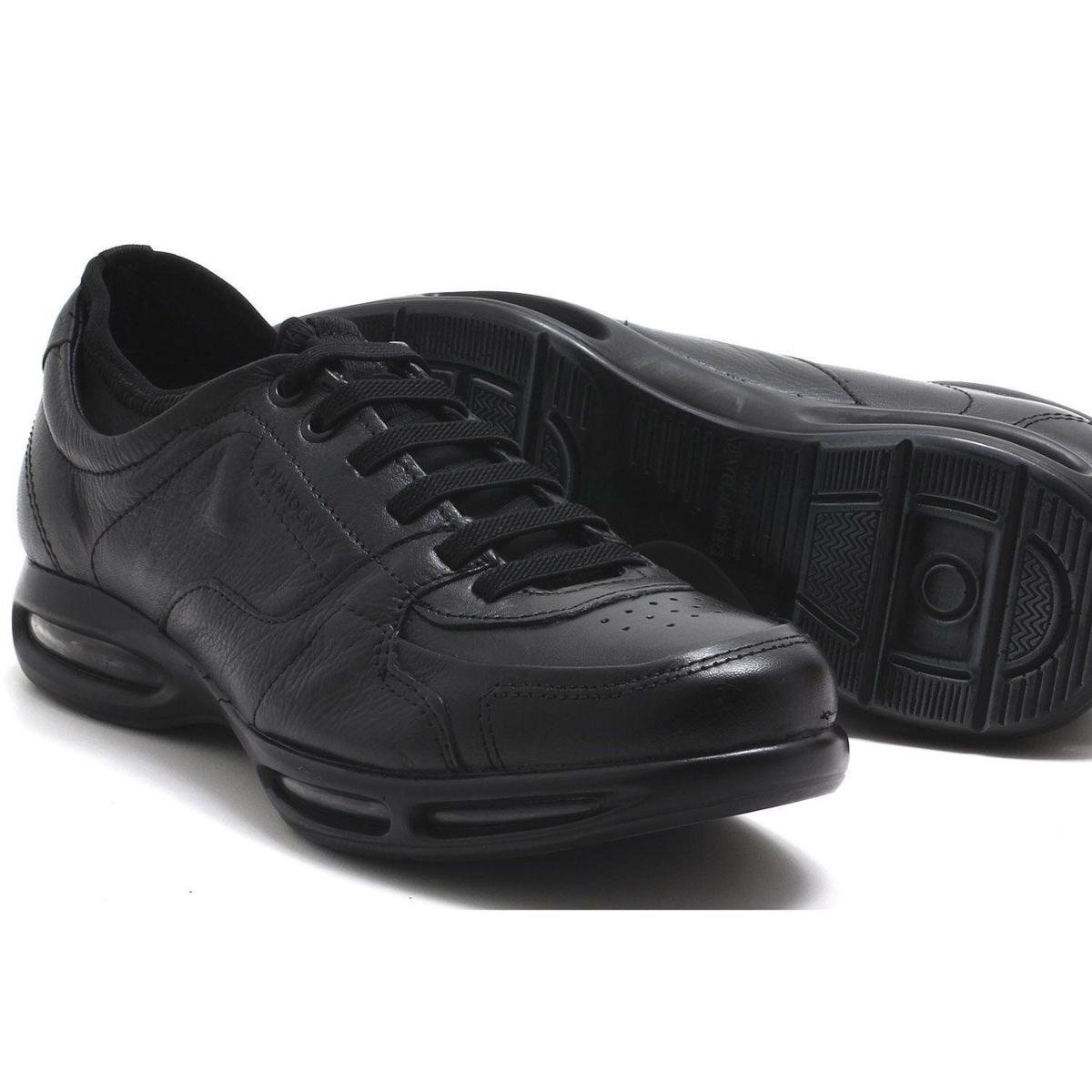 Sapatênis Democrata Air Full 3 Couro Elástico Masculino - Preto | Zattini