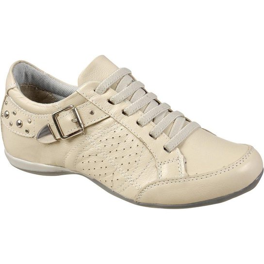 Sapatênis em Couro Bmbrasil Casual com Metais 221 - Creme