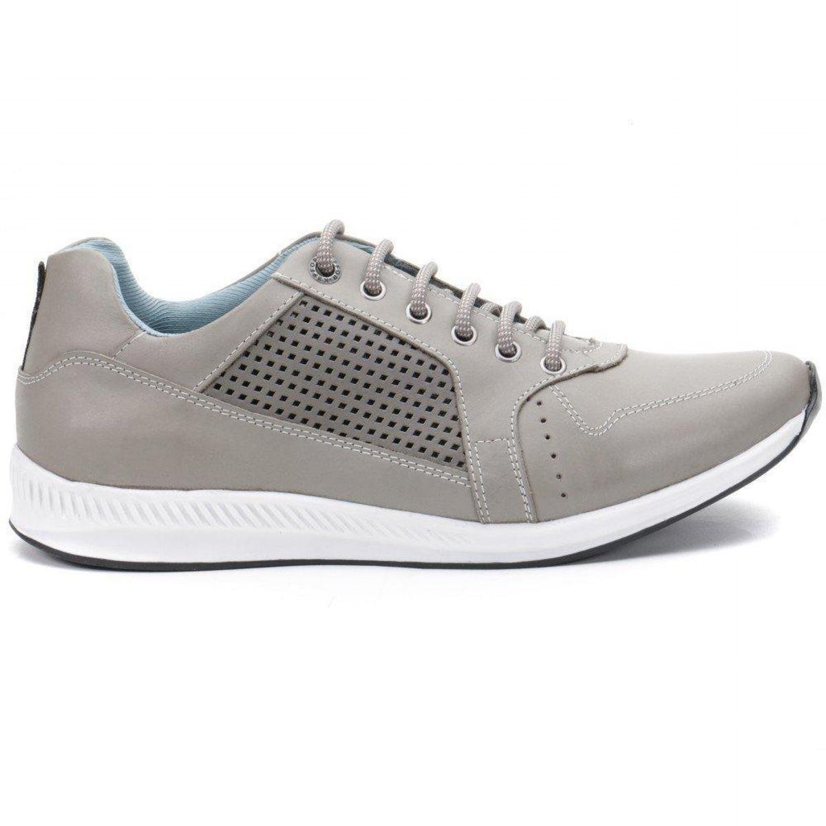Sapatenis Em Couro Keffor Casual Confort Masculino - Cinza | Zattini