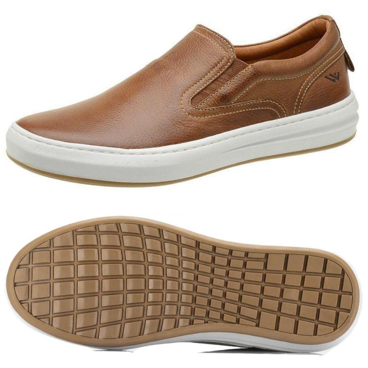 Sapatênis Em Couro Slip On Moderno Conforto Masculino Iate - Marrom Menor preço em Sapatênis Em Couro Slip On Moderno Conforto Masculino Iate - Marrom