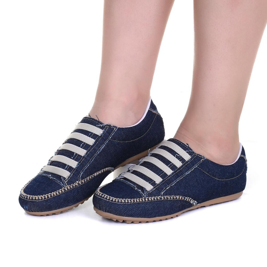 Sapatênis Feminino Casual Rasteiro estampa Jeans