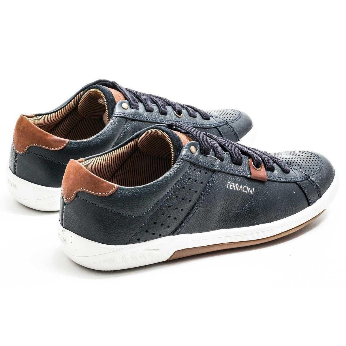 Sapatênis Ferracini Infinit Couro Elástico Masculino 2584 - Marinho |  Zattini