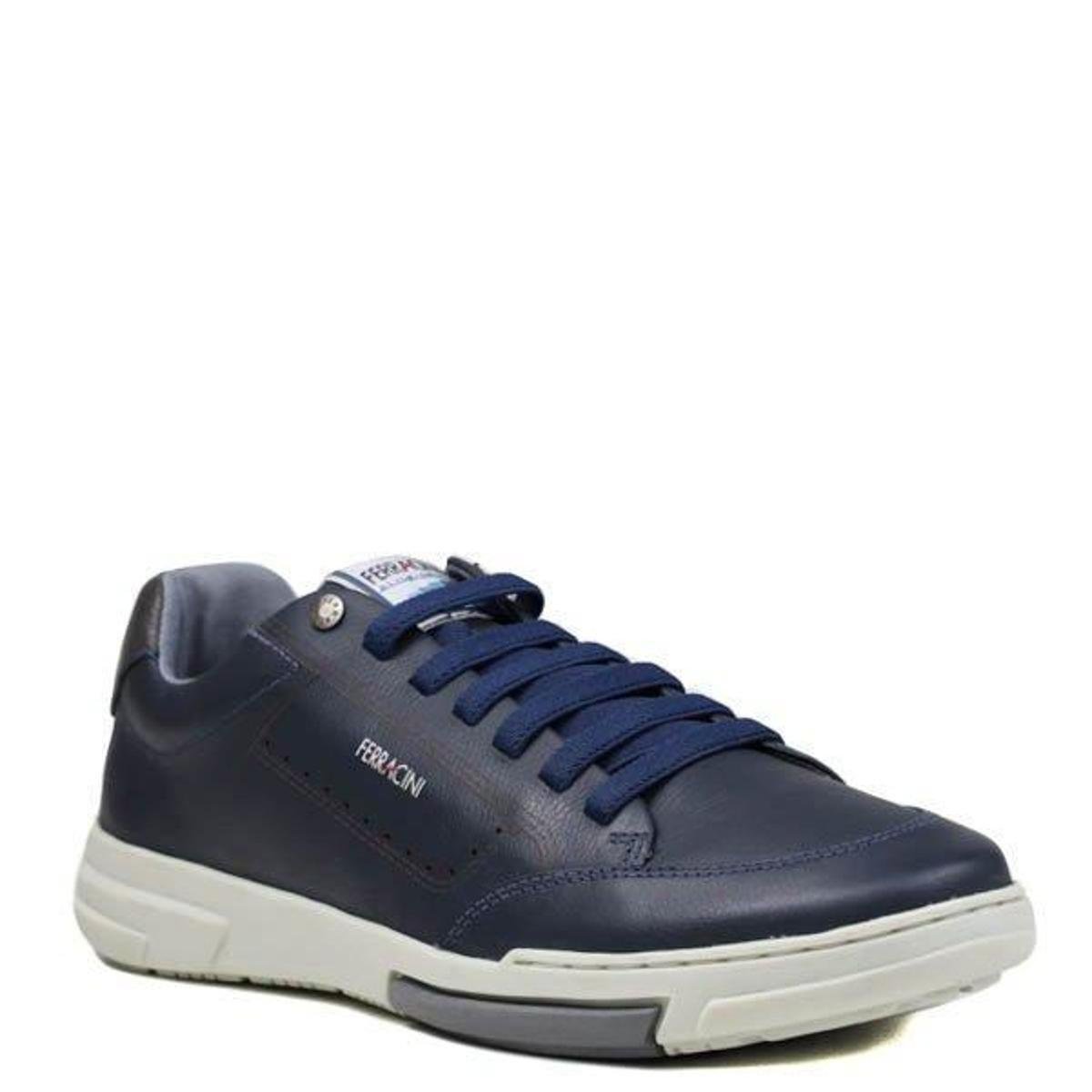 Sapatênis Ferracini Sport Casual em Couro Masculino - Azul Menor preço em Sapatênis Ferracini Sport Casual em Couro Masculino - Azul