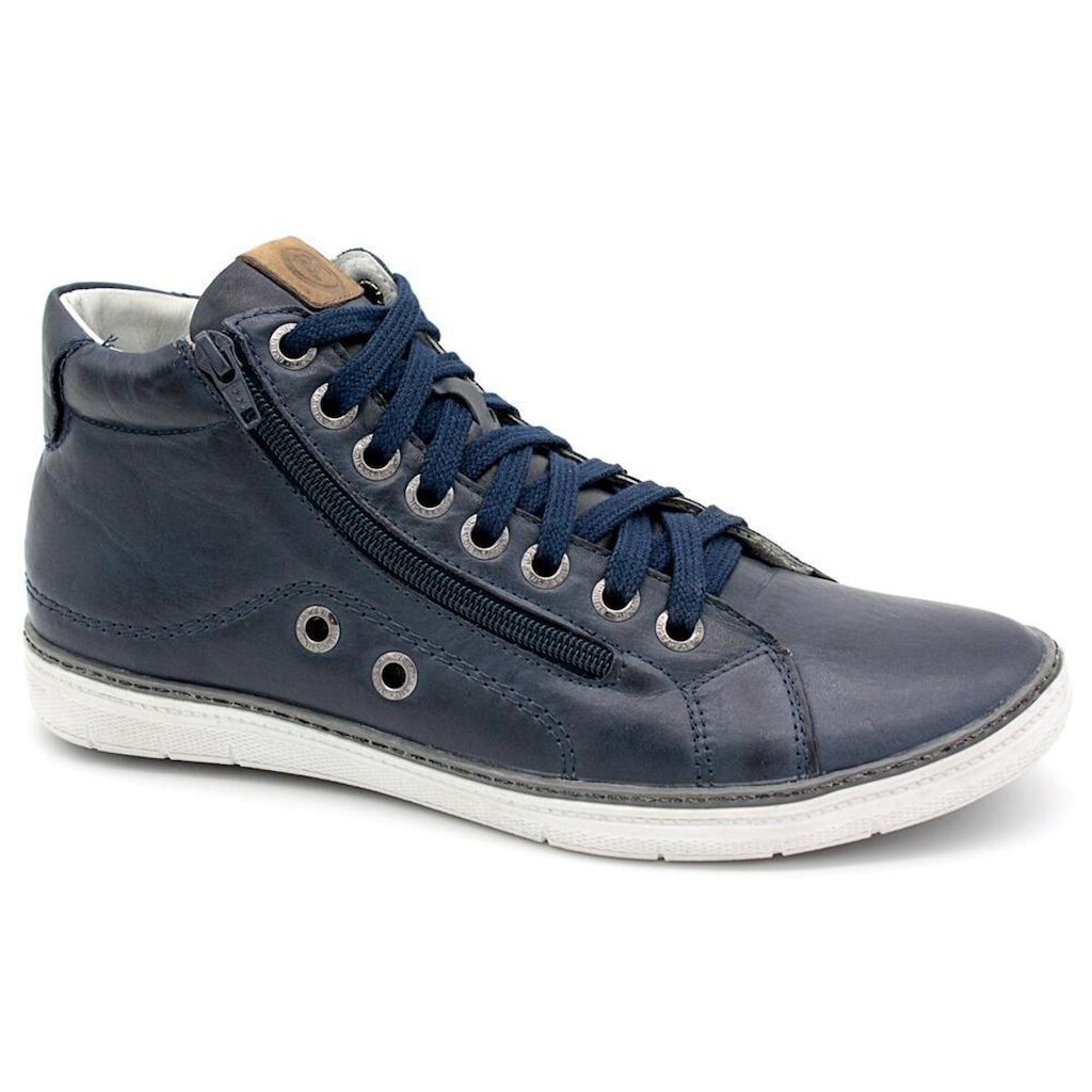 Sapatênis Masculino Cano Alto Couro Casual Conforto Leve