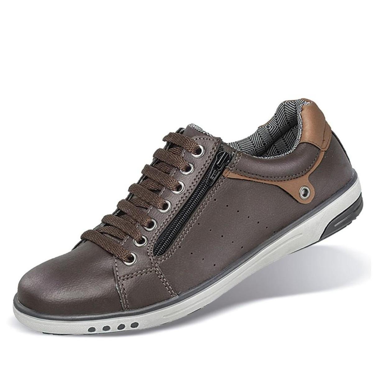 Sapatênis Masculino Casual Café com Ziper StarFox Menor preço em Sapatênis Masculino Casual Café com Ziper StarFox
