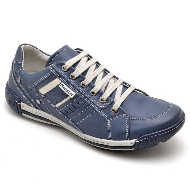 Sapatênis Masculino Casual Conforto Em Couro Legítimo Macio Cadarço Cano Baixo Premium
