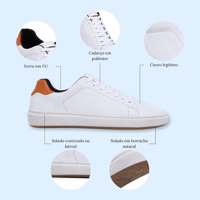 Sapatênis Masculino Casual De Couro Para Usar Com Bermuda Calça Terno Sch 300