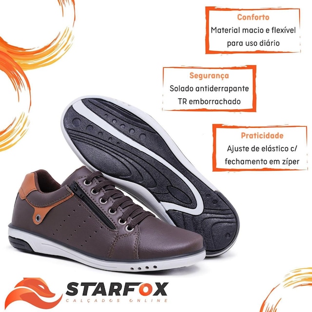 Sapatênis Masculino Casual Fechamento Elastico e Ziper