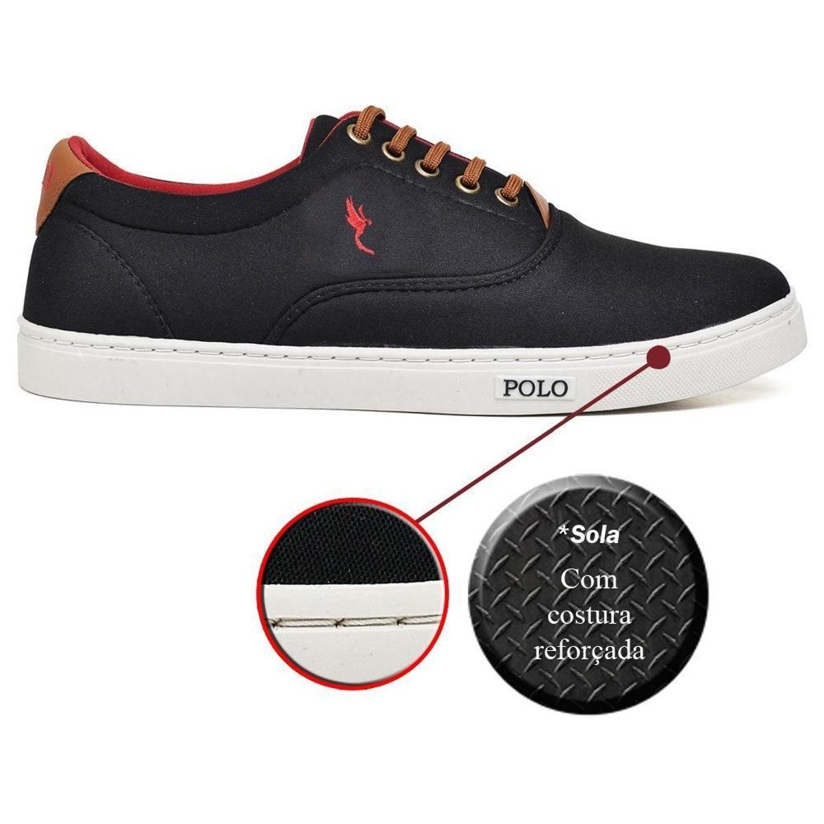 Sapatênis Masculino Casual Polo Tenis Confortável e Bonito Barato - Preto |  Zattini