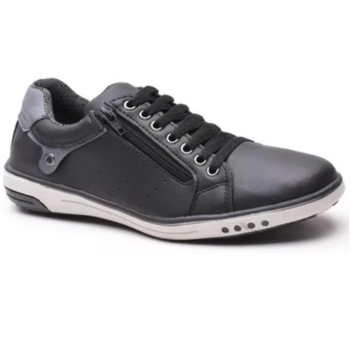 Sapatênis Masculino Casual Preto com Ziper StarFox Menor preço em Sapatênis Masculino Casual Preto com Ziper StarFox