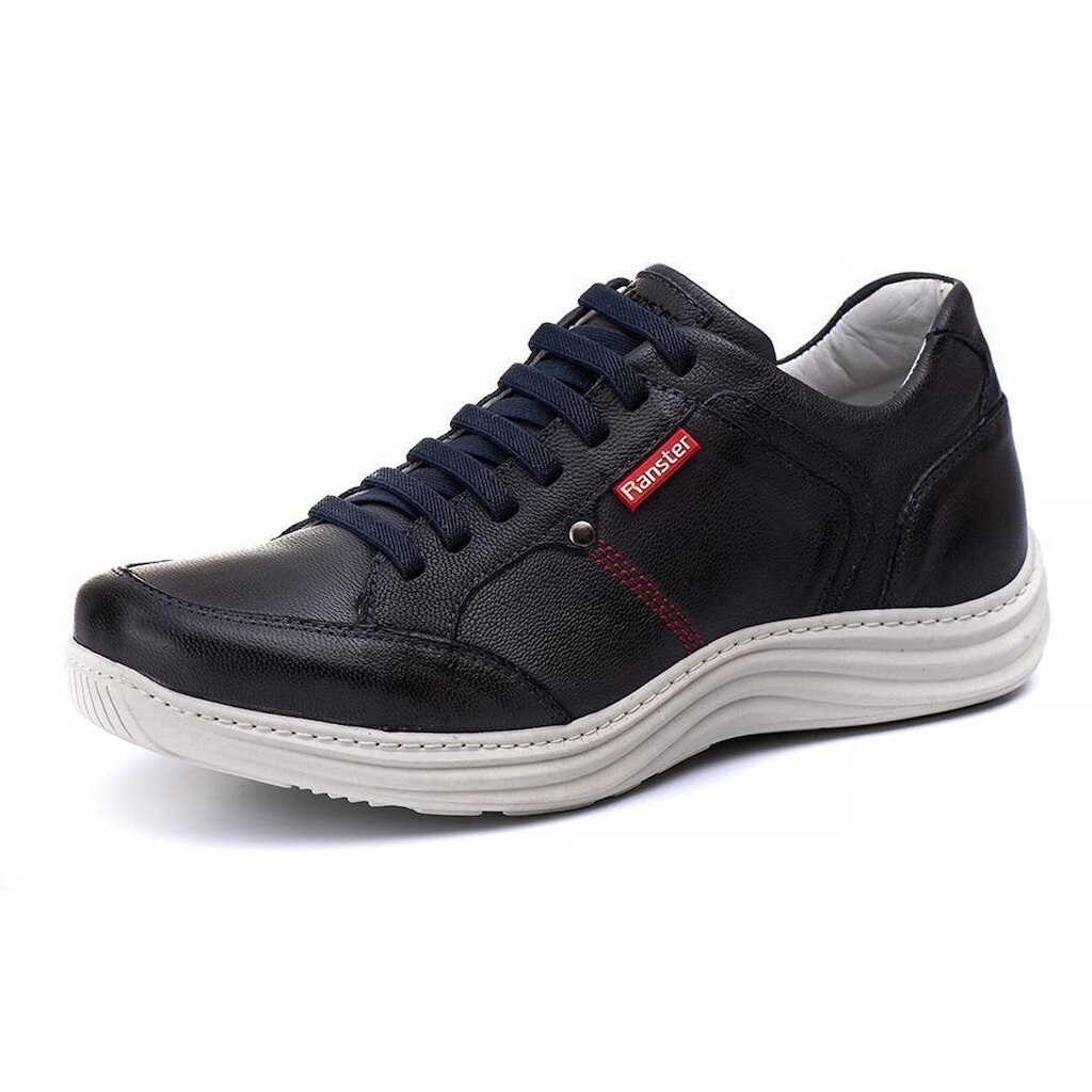 Sapatênis Masculino Couro Cadarço Liso Conforto Casual Leve