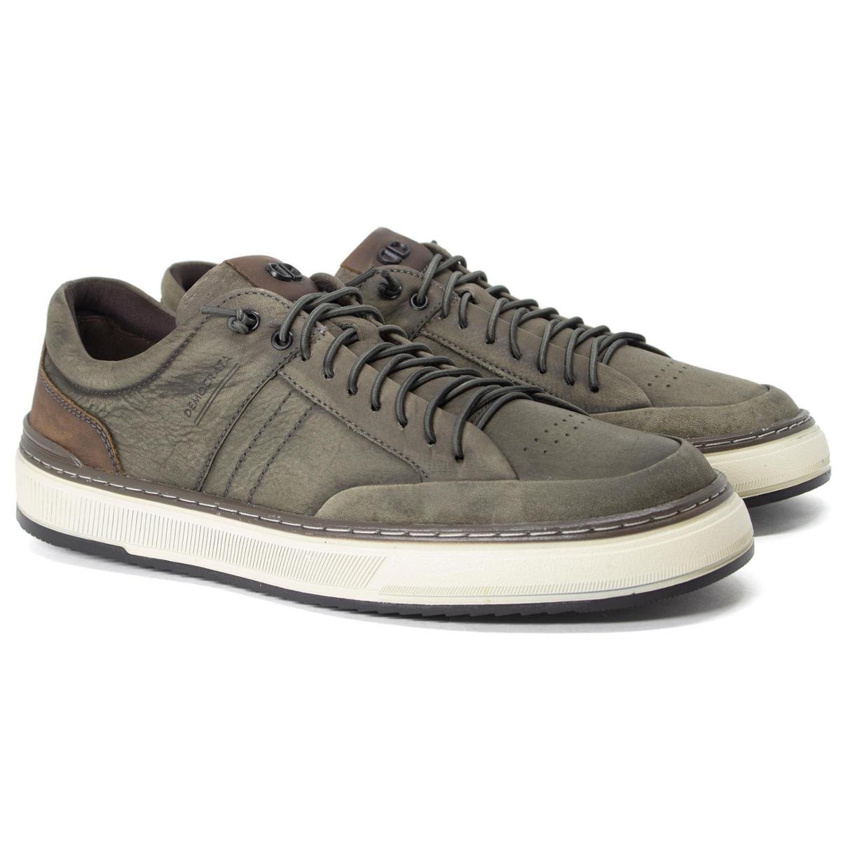 Sapatênis Masculino Democrata Denim City Couro Cadarço Elástico Conforto 240106 Menor preço em Sapatênis Masculino Democrata Denim City Couro Cadarço Elástico Conforto 240106