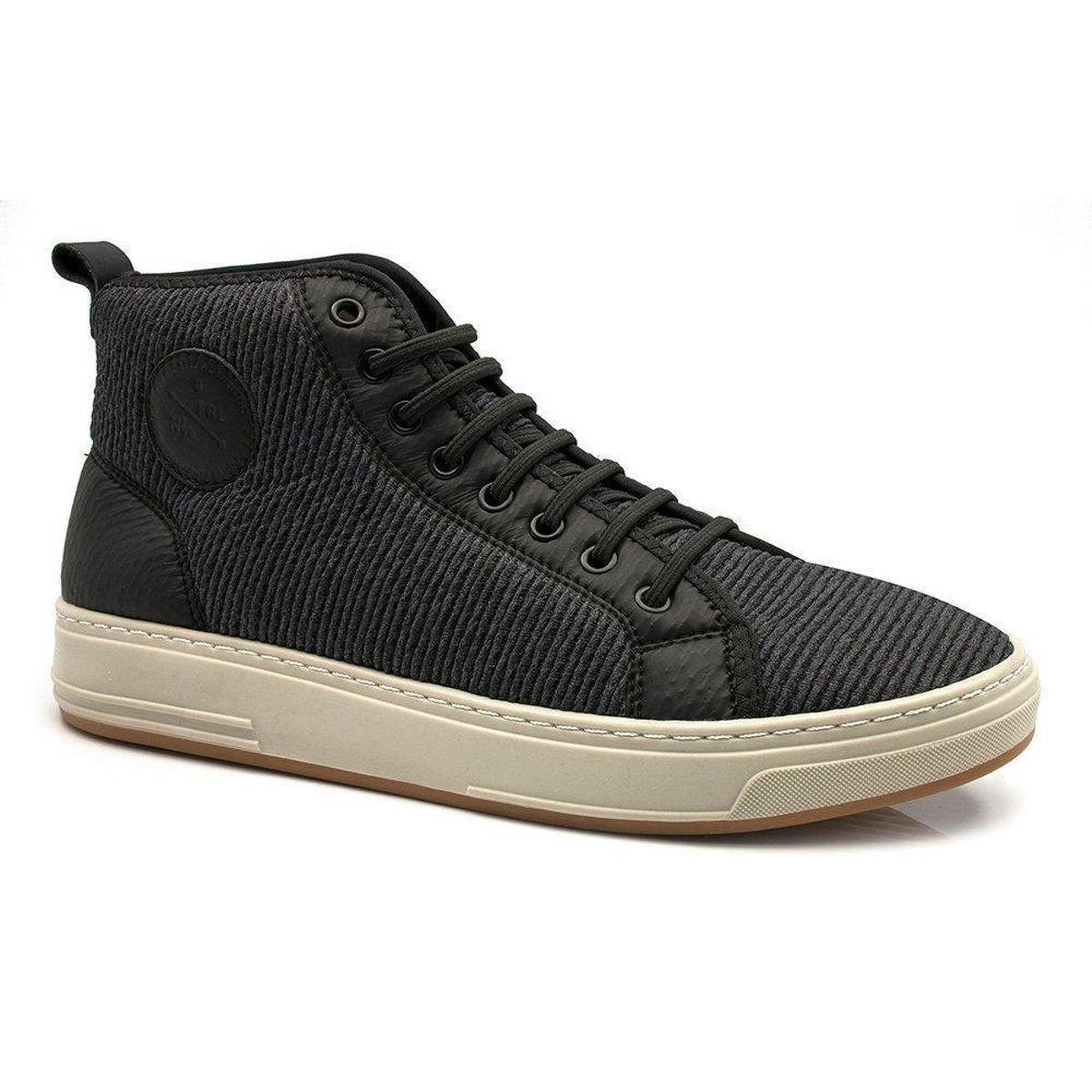 Sapatênis Masculino Ferricelli Cano Alto Rover Slim Preto - Preto Menor preço em Sapatênis Masculino Ferricelli Cano Alto Rover Slim Preto - Preto