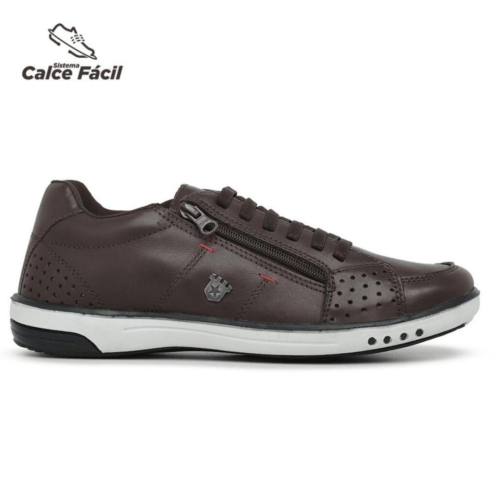 Sapatenis Masculino Madrid Com Ziper Calce Facil - Cafe