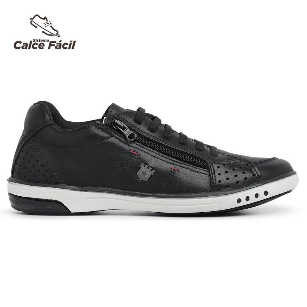 Sapatenis Masculino Madrid Com Ziper Calce Facil - Preto