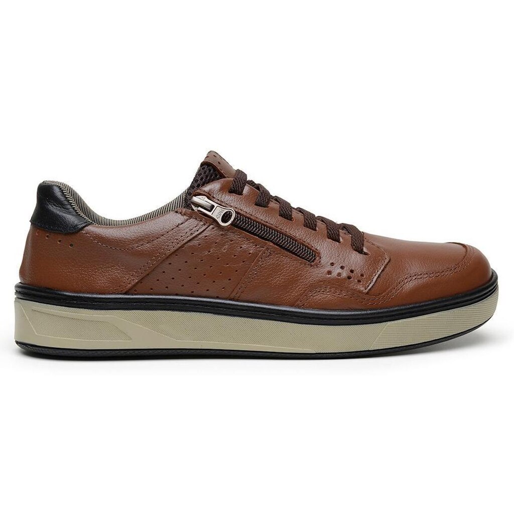 Sapatenis Masculino Moda Casual Ziper e Confortável Marrom